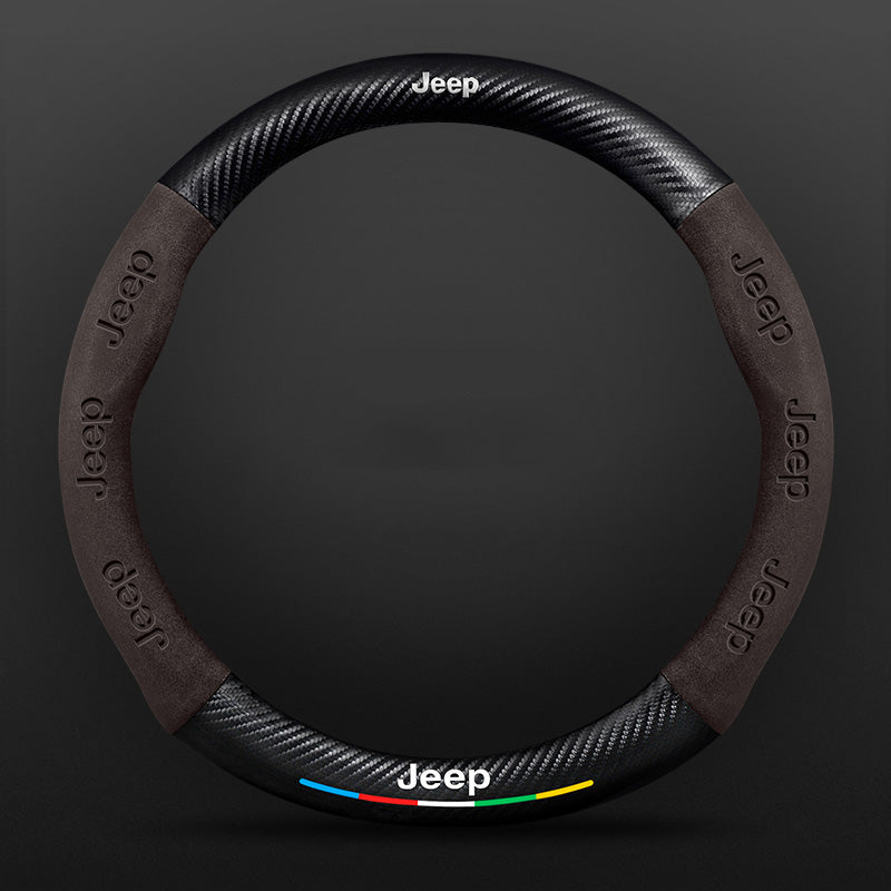 Anti-Rutsch 3D-geprägter Carbon-Leder-Lenkradbezug Universelle Passform