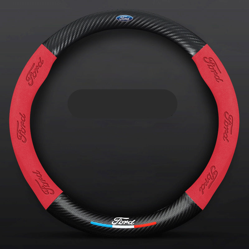 Anti-Rutsch 3D-geprägter Carbon-Leder-Lenkradbezug Universelle Passform