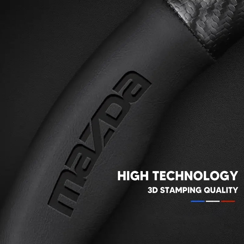 Anti-Rutsch 3D-geprägter Carbon-Leder-Lenkradbezug Universelle Passform