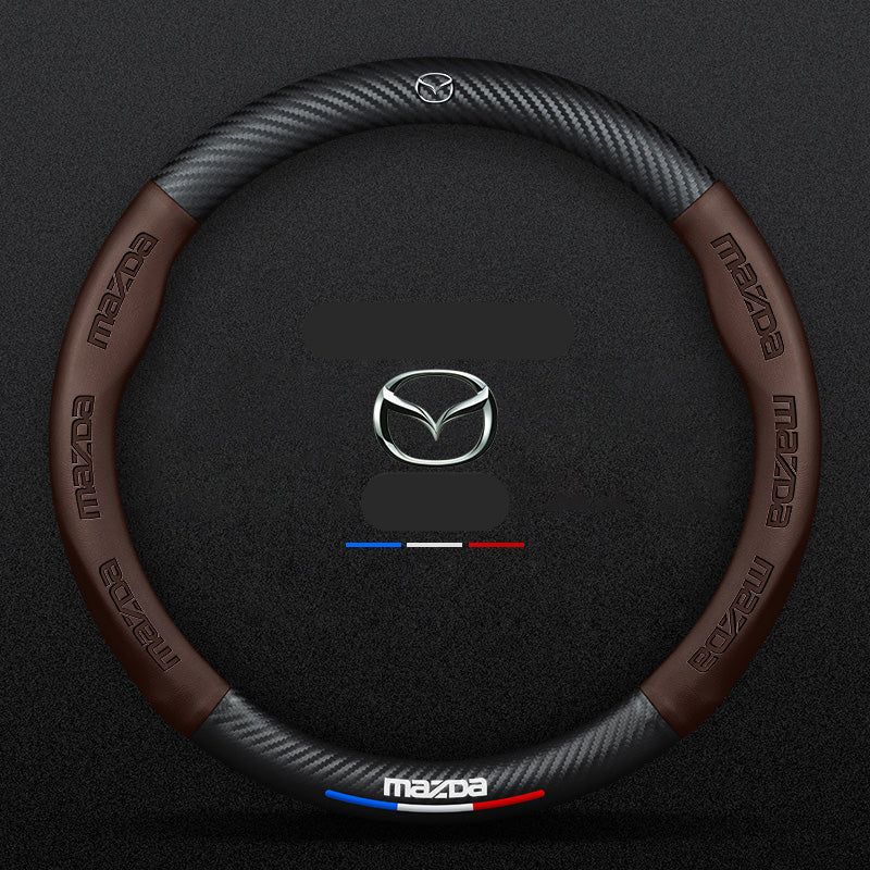 Anti-Rutsch 3D-geprägter Carbon-Leder-Lenkradbezug Universelle Passform