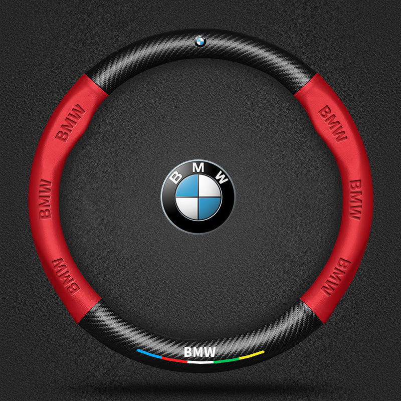 Anti-Rutsch 3D-geprägter Carbon-Leder-Lenkradbezug Universelle Passform