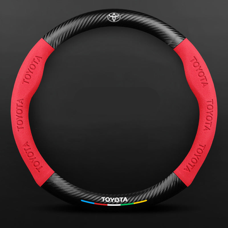 Anti-Rutsch 3D-geprägter Carbon-Leder-Lenkradbezug Universelle Passform