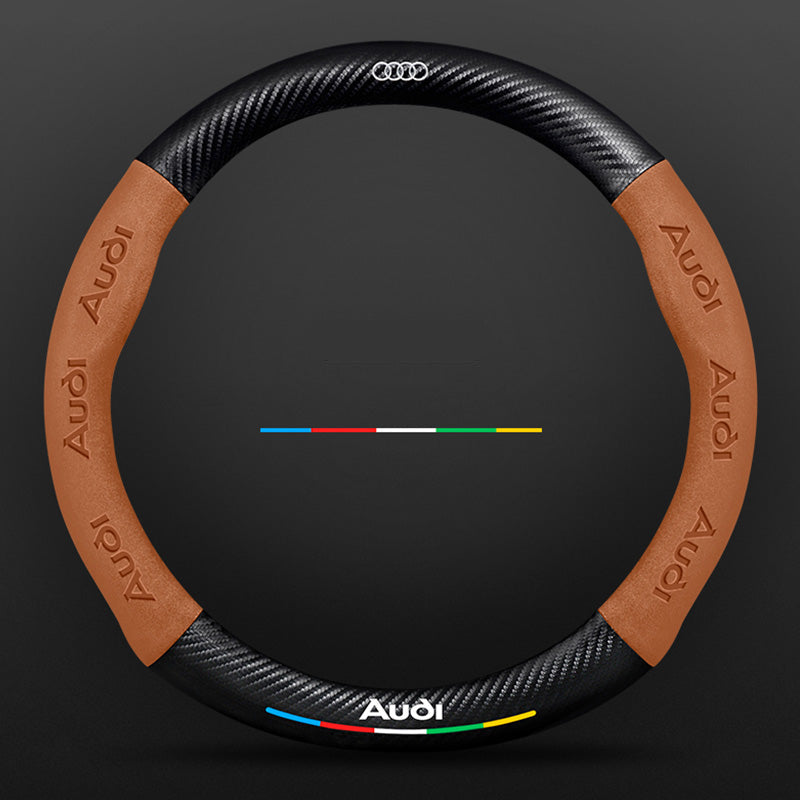 Anti-Rutsch 3D-geprägter Carbon-Leder-Lenkradbezug Universelle Passform