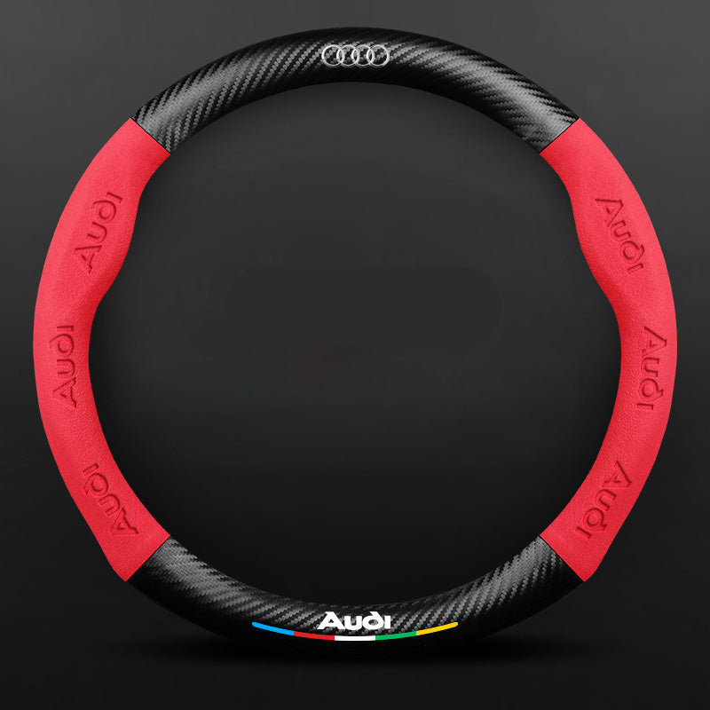 Anti-Rutsch 3D-geprägter Carbon-Leder-Lenkradbezug Universelle Passform