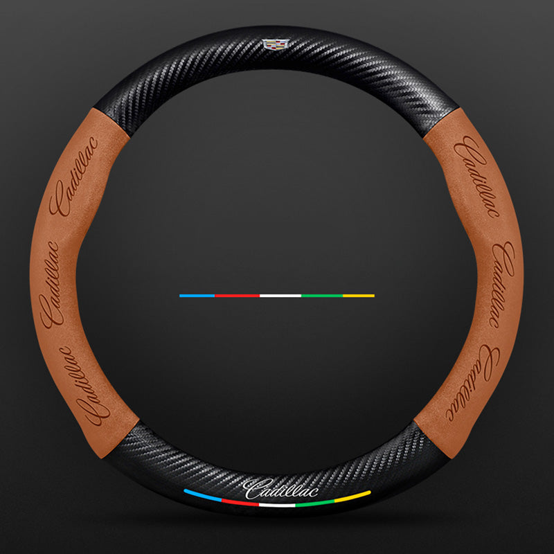 Anti-Rutsch 3D-geprägter Carbon-Leder-Lenkradbezug Universelle Passform