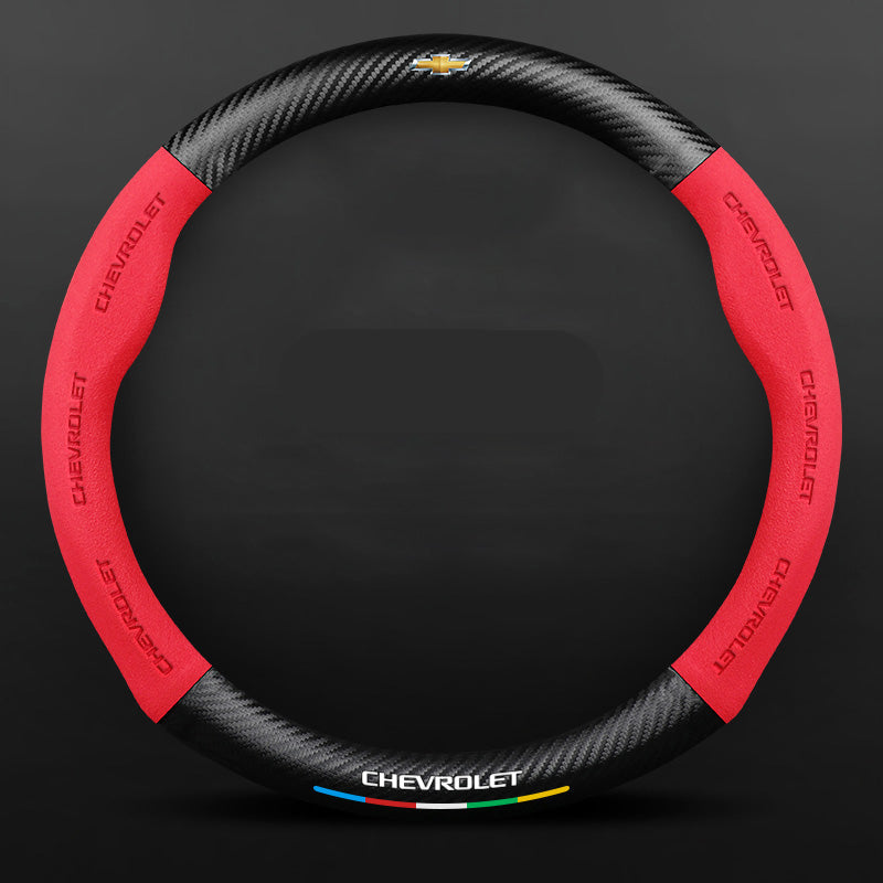 Anti-Rutsch 3D-geprägter Carbon-Leder-Lenkradbezug Universelle Passform