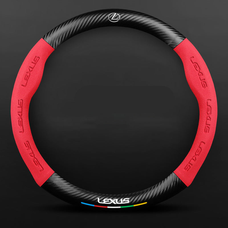 Anti-Rutsch 3D-geprägter Carbon-Leder-Lenkradbezug Universelle Passform