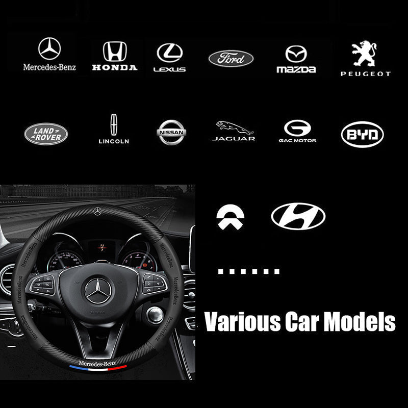 Anti-Rutsch 3D-geprägter Carbon-Leder-Lenkradbezug Universelle Passform