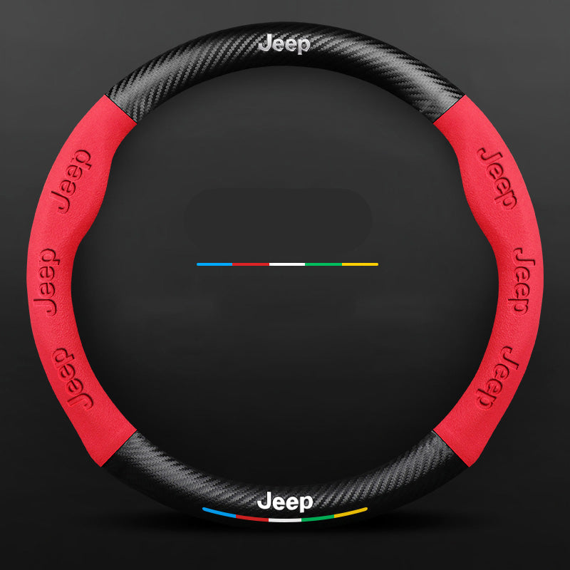 Anti-Rutsch 3D-geprägter Carbon-Leder-Lenkradbezug Universelle Passform