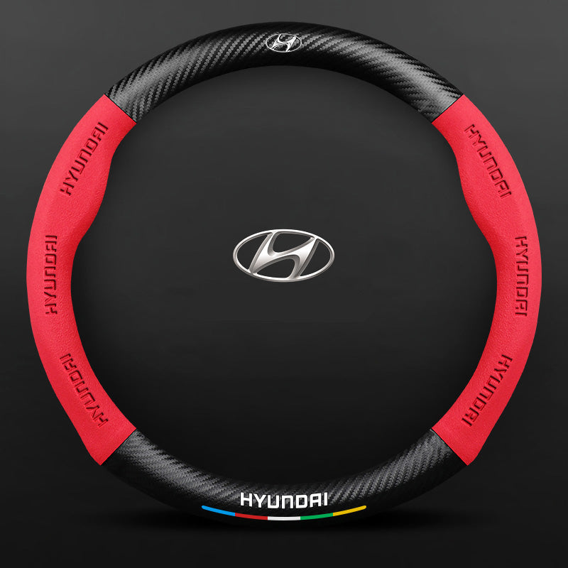 Anti-Rutsch 3D-geprägter Carbon-Leder-Lenkradbezug Universelle Passform