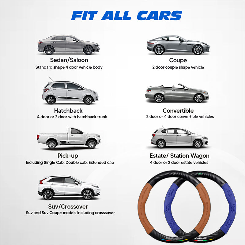 Anti-Rutsch 3D-geprägter Carbon-Leder-Lenkradbezug Universelle Passform