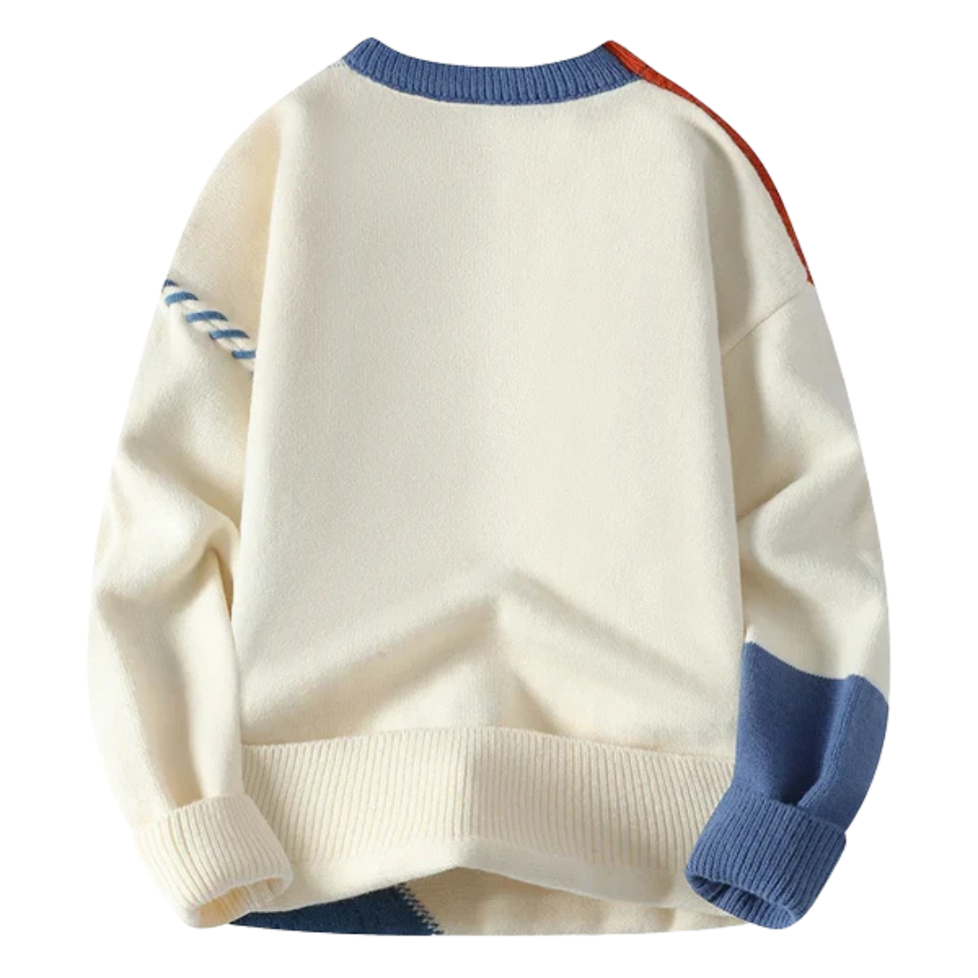 Herren Kabelstrick-Patchwork-Pullover | Texturiertes Design und entspannter Schnitt