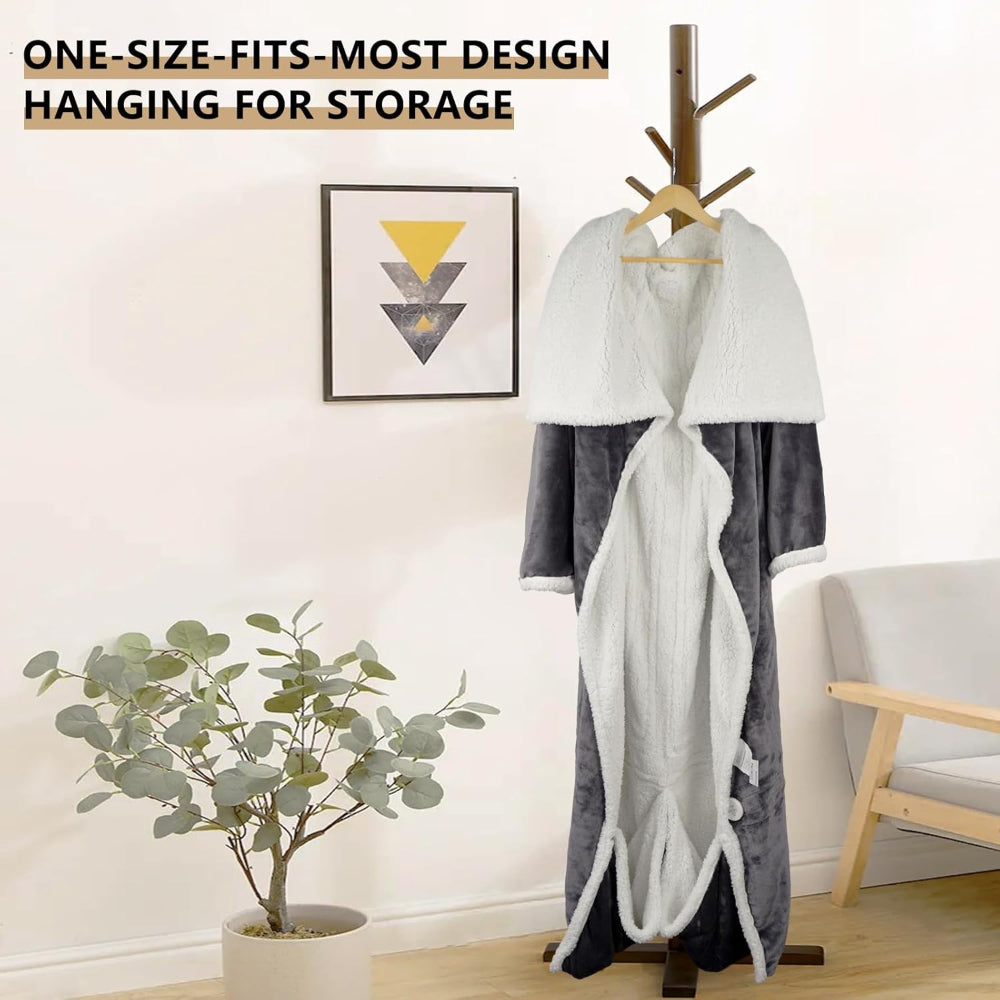 Electric blanket, heated wearable throw with temperature control