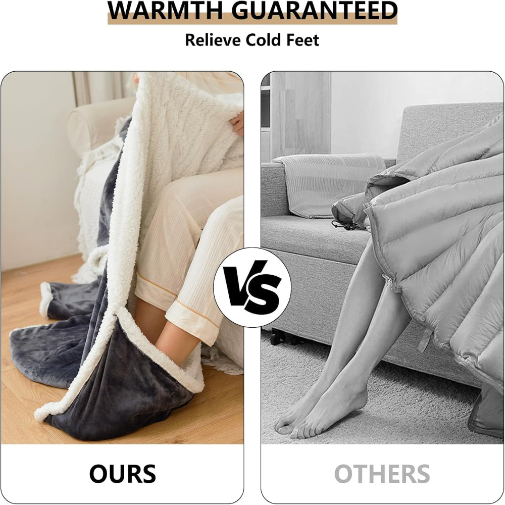 Electric blanket, heated wearable throw with temperature control