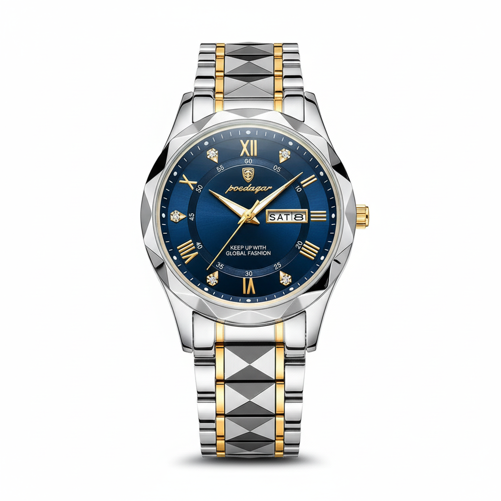 Ripob Modell 615 | Luxuriöse Herrenarmbanduhr | Japanisches MIYOTA Quarzwerk | Gehäuse aus 316L Edelstahl | Hardlex Kristallglas | 3 ATM wasserdicht | Leuchtende Indizes & Datum