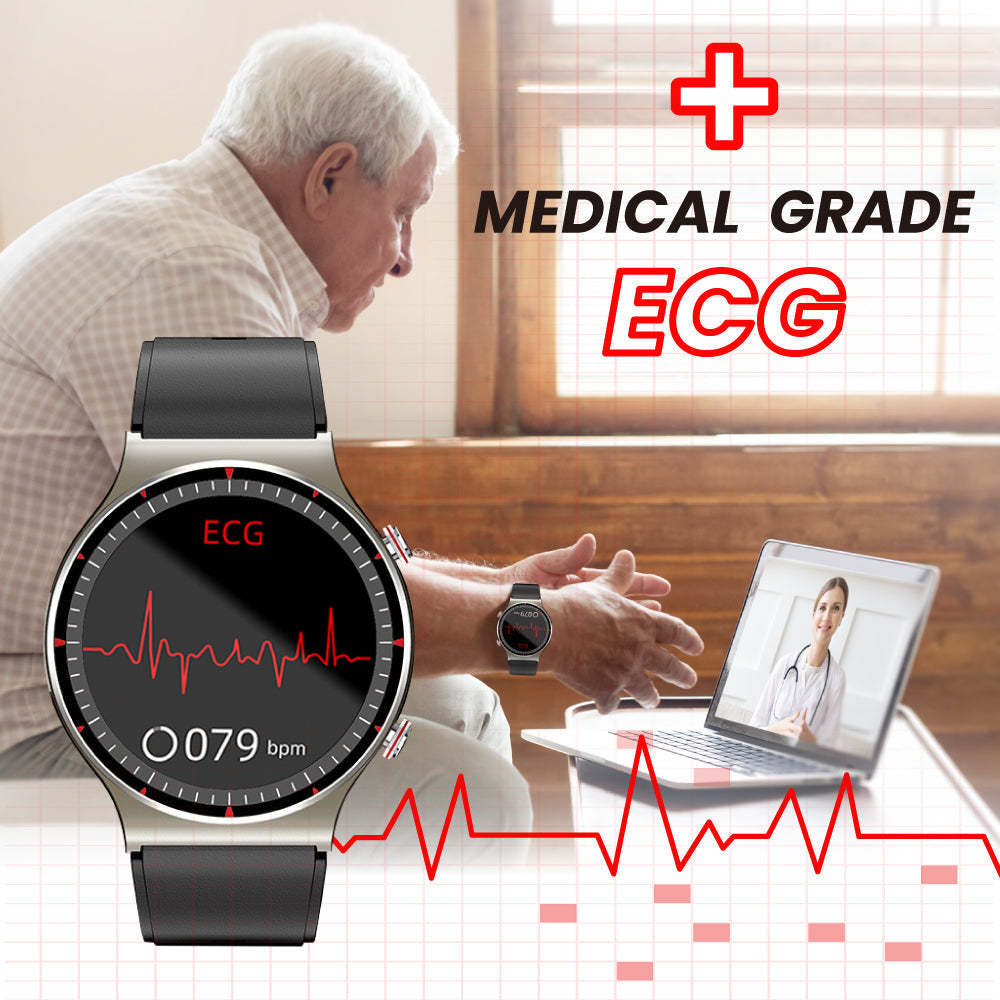 Ripob | Medizinische EKG Smartwatch | CFDA-zertifiziert | 512Hz Hochpräzisions-Biosensor | SpO2- und Herzfrequenzüberwachung | KI-gestützte Atemanalyse | IP67 wasserdicht