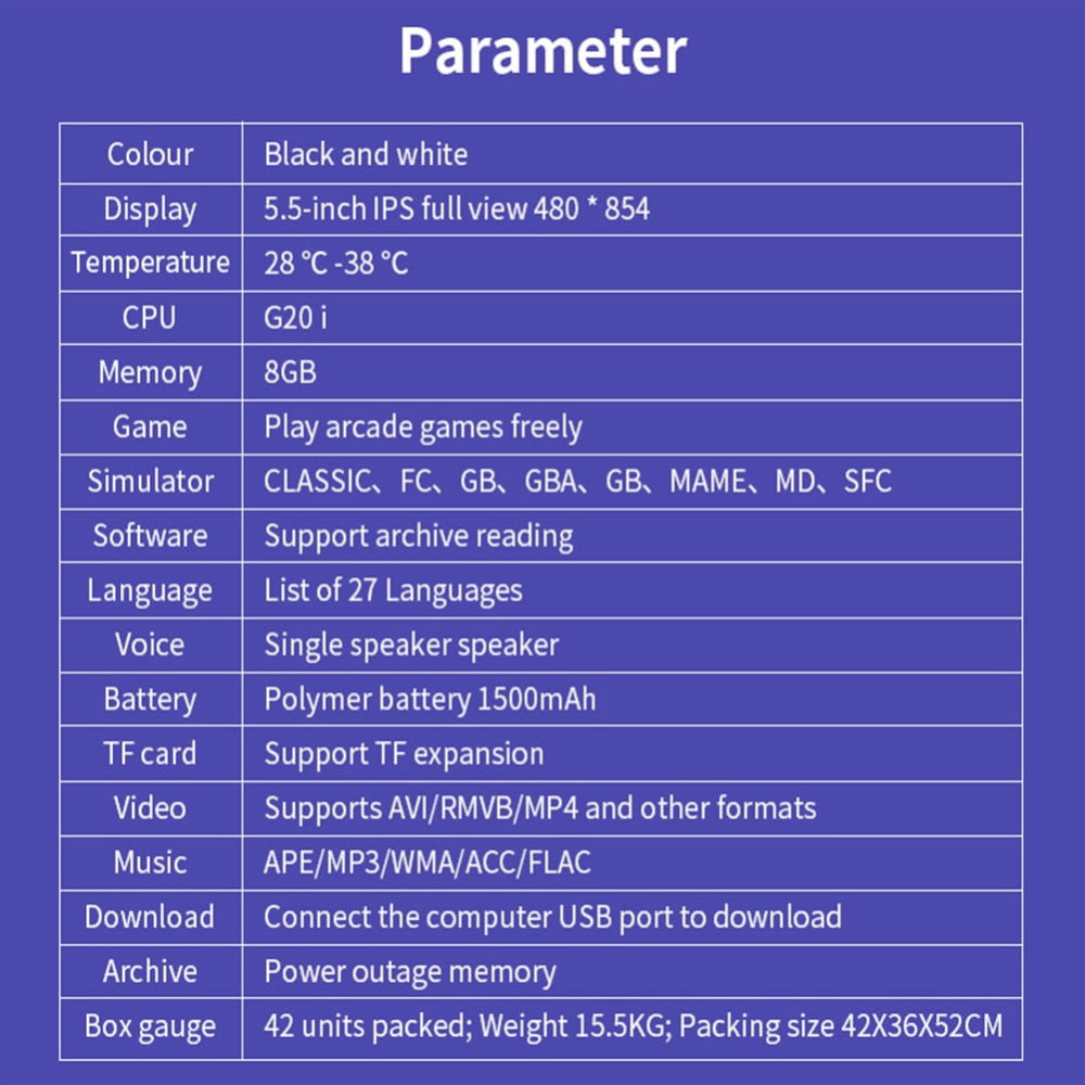 Handheld Retro Spielkonsole, tragbarer Video-Player, integrierte Spiele