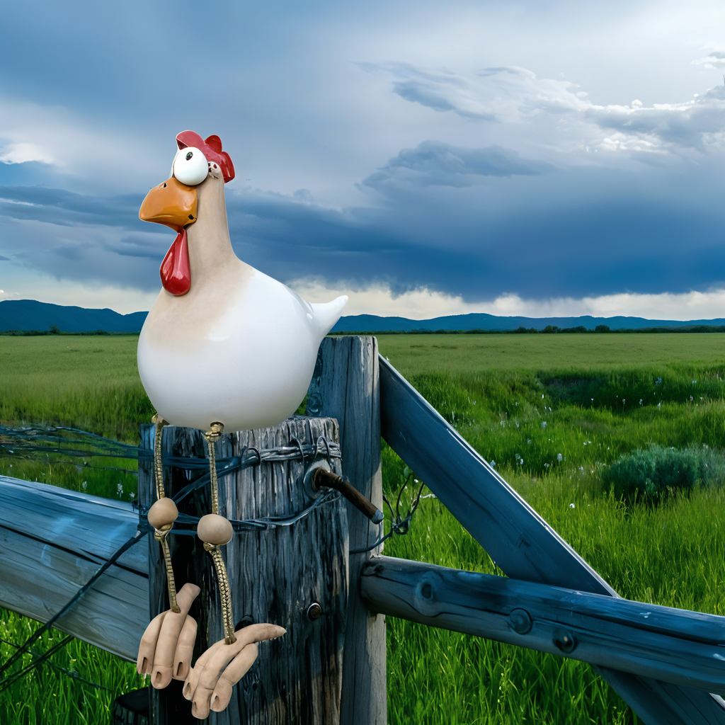 Ripob | Huhn Statue mit großen Augen - Wetterfester Kunstharz - Garten Statue