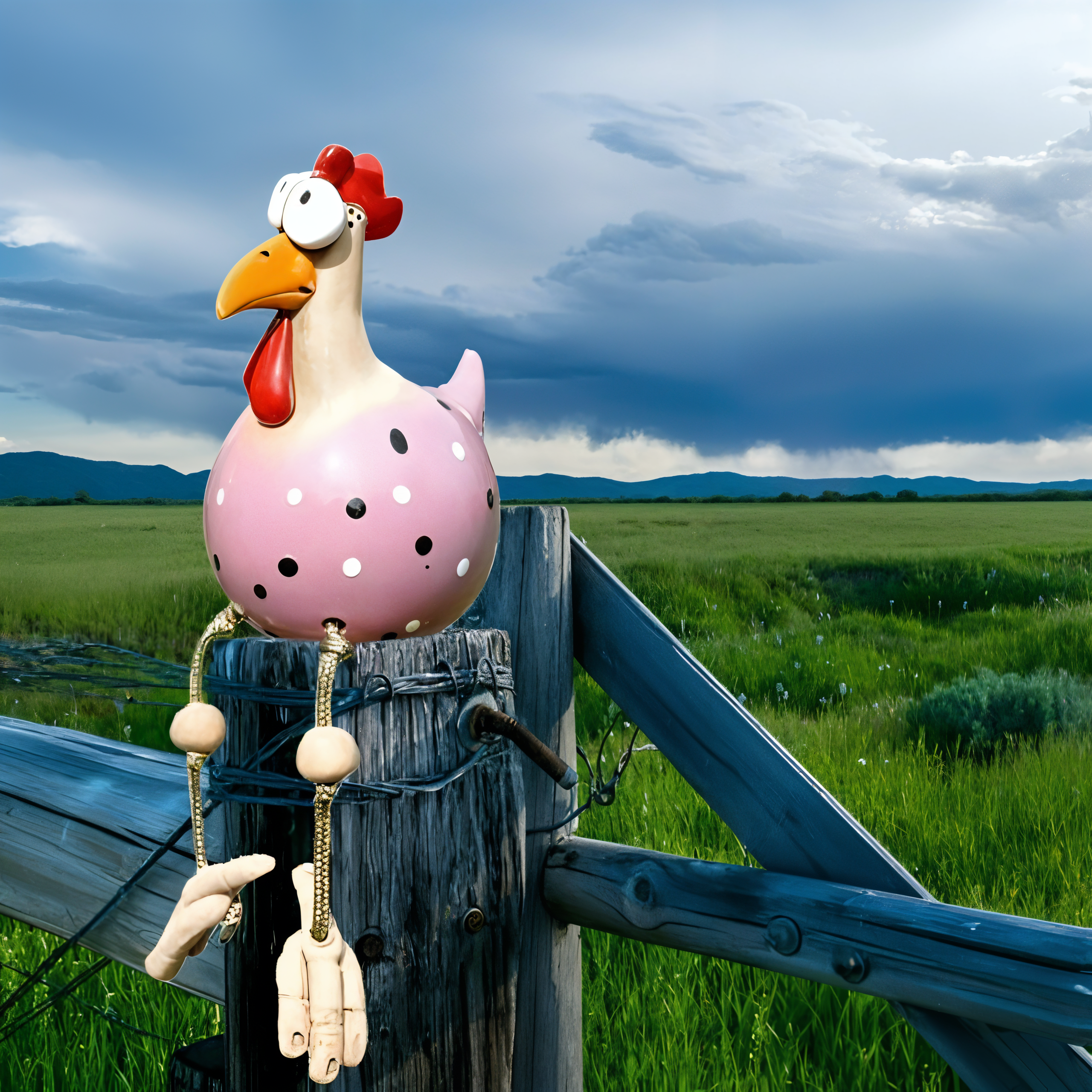 Ripob | Huhn Statue mit großen Augen - Wetterfester Kunstharz - Garten Statue