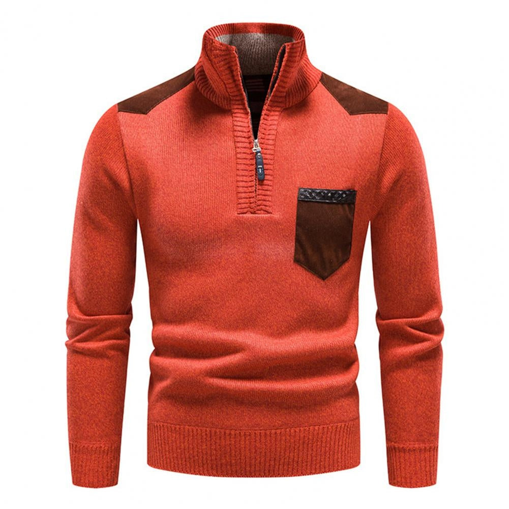 Herren Gestrickter Halb-Zip Pullover | Stehkragen und Praktische Seitentaschen