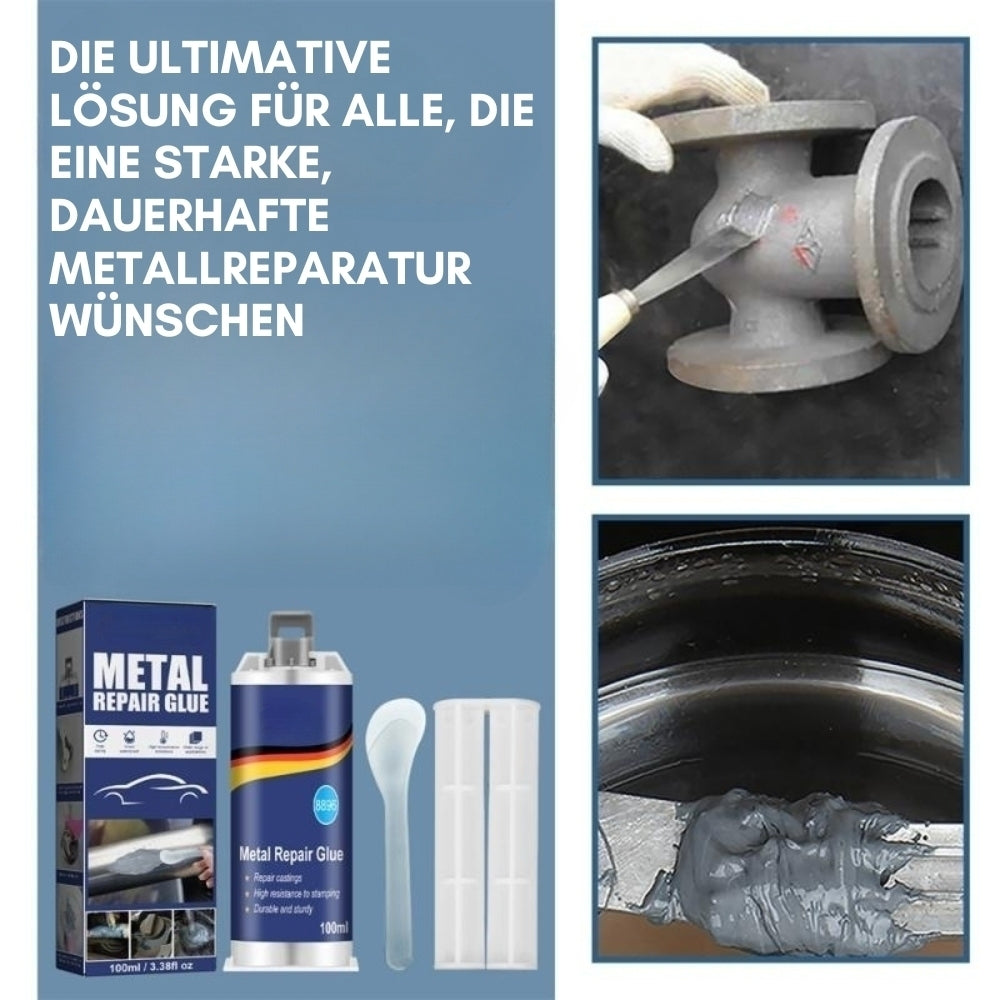 Ripob | Hochleistungs-Metallreparaturkleber | Industrieller Kleber für Gusseisen, Stahl & Aluminium | Hitzebeständig & Wasserfest | 100ml Flüssigmetall-Reparaturset | Silber