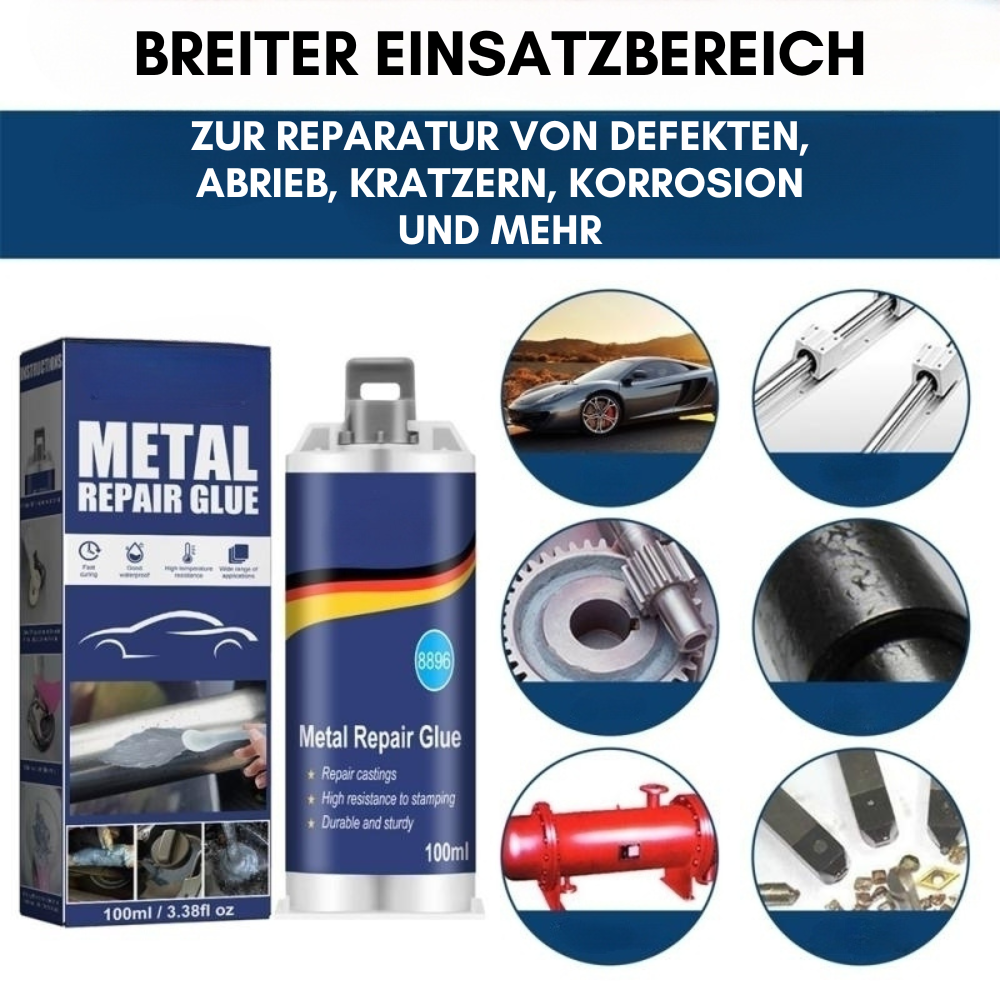 Ripob | Hochleistungs-Metallreparaturkleber | Industrieller Kleber für Gusseisen, Stahl & Aluminium | Hitzebeständig & Wasserfest | 100ml Flüssigmetall-Reparaturset | Silber