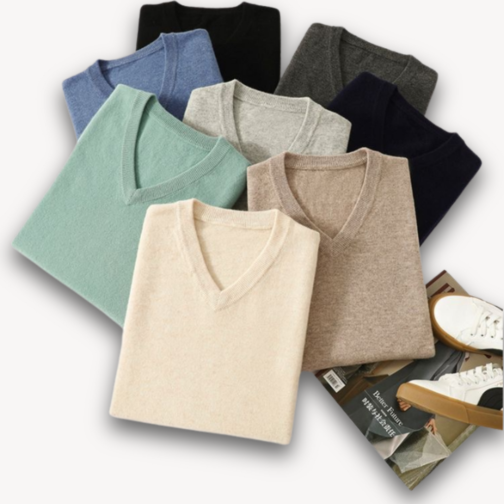 Herren Luxus Cashmere V-Ausschnitt Pullover – Weich, Elegant und Atmungsaktiv