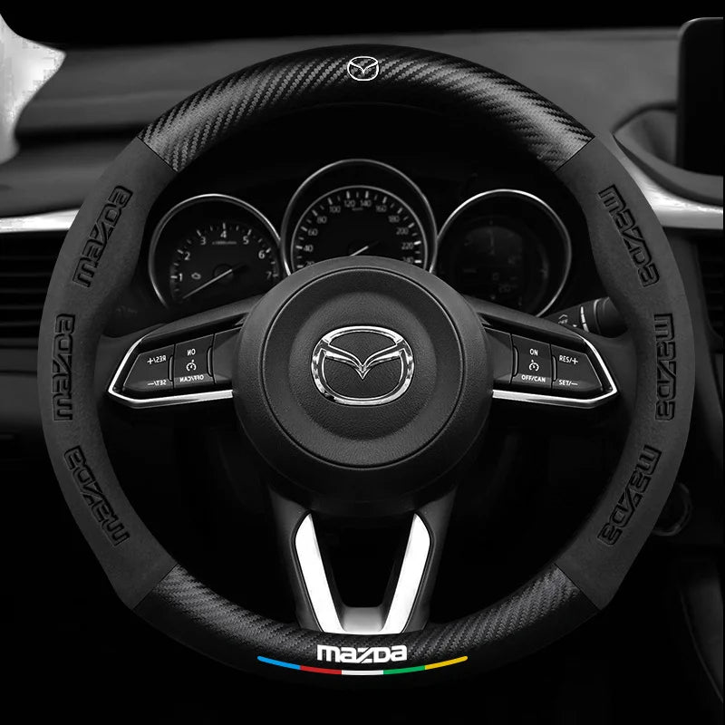 Anti-Rutsch 3D-geprägter Carbon-Leder-Lenkradbezug Universelle Passform