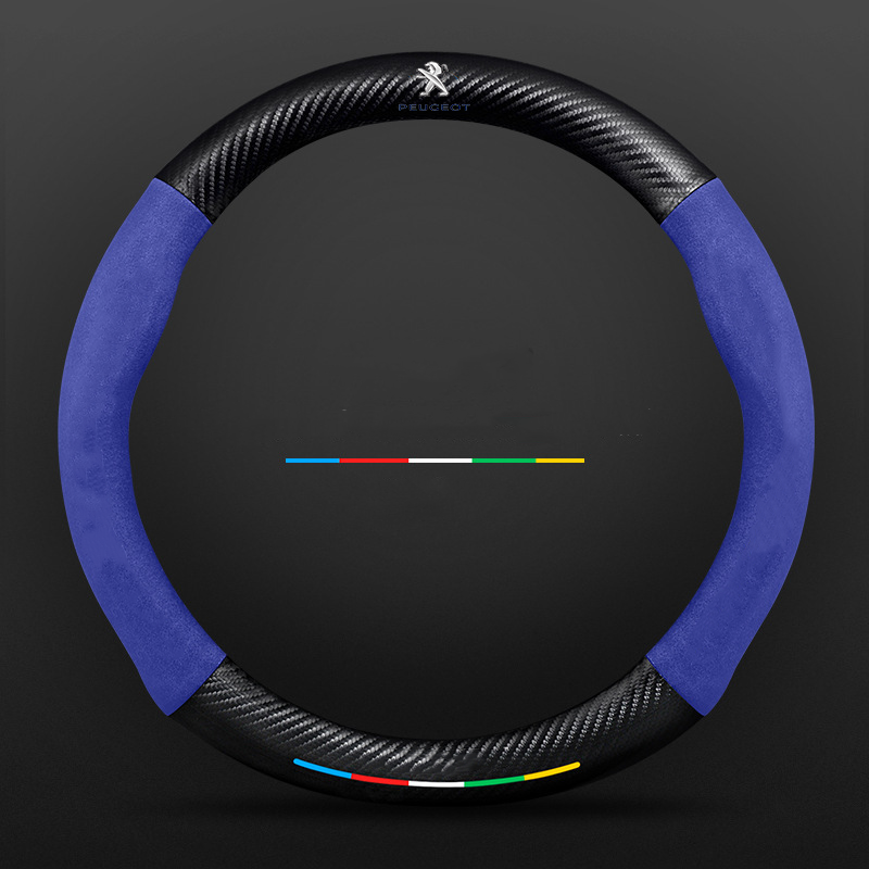 Anti-Rutsch 3D-geprägter Carbon-Leder-Lenkradbezug Universelle Passform