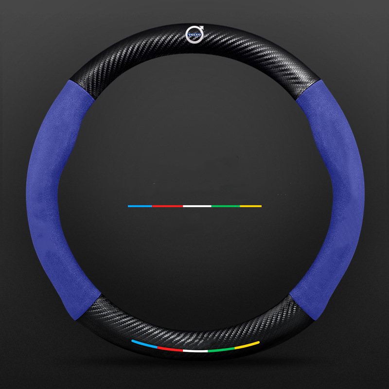 Anti-Rutsch 3D-geprägter Carbon-Leder-Lenkradbezug Universelle Passform