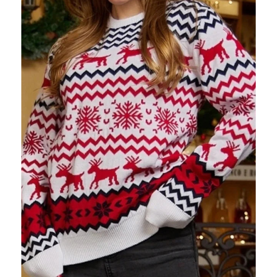 Damen Weihnachtsstrickpullover | Klassisches Wintermuster und gemütlicher Stil