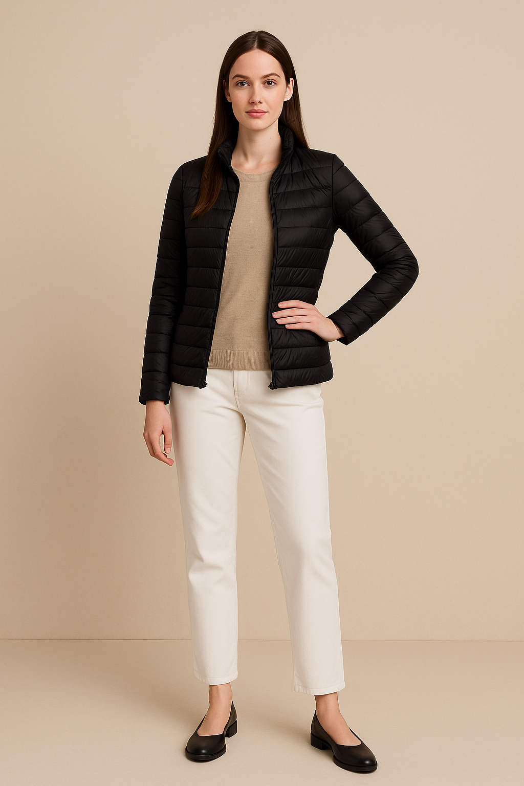 Damen Slim Fit Steppdaunenjacke – Leichte Wärme mit hüftlangem Design