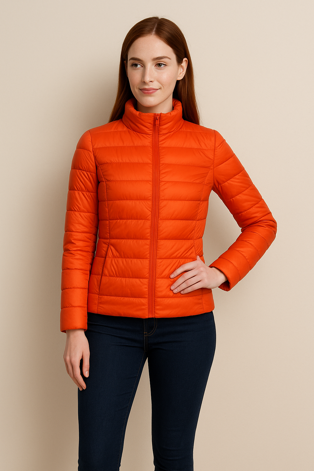 Damen Slim Fit Steppdaunenjacke – Leichte Wärme mit hüftlangem Design