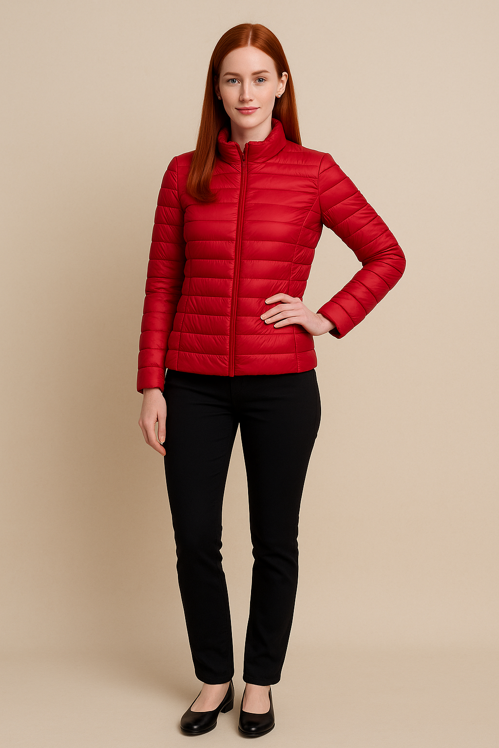 Damen Slim Fit Steppdaunenjacke – Leichte Wärme mit hüftlangem Design