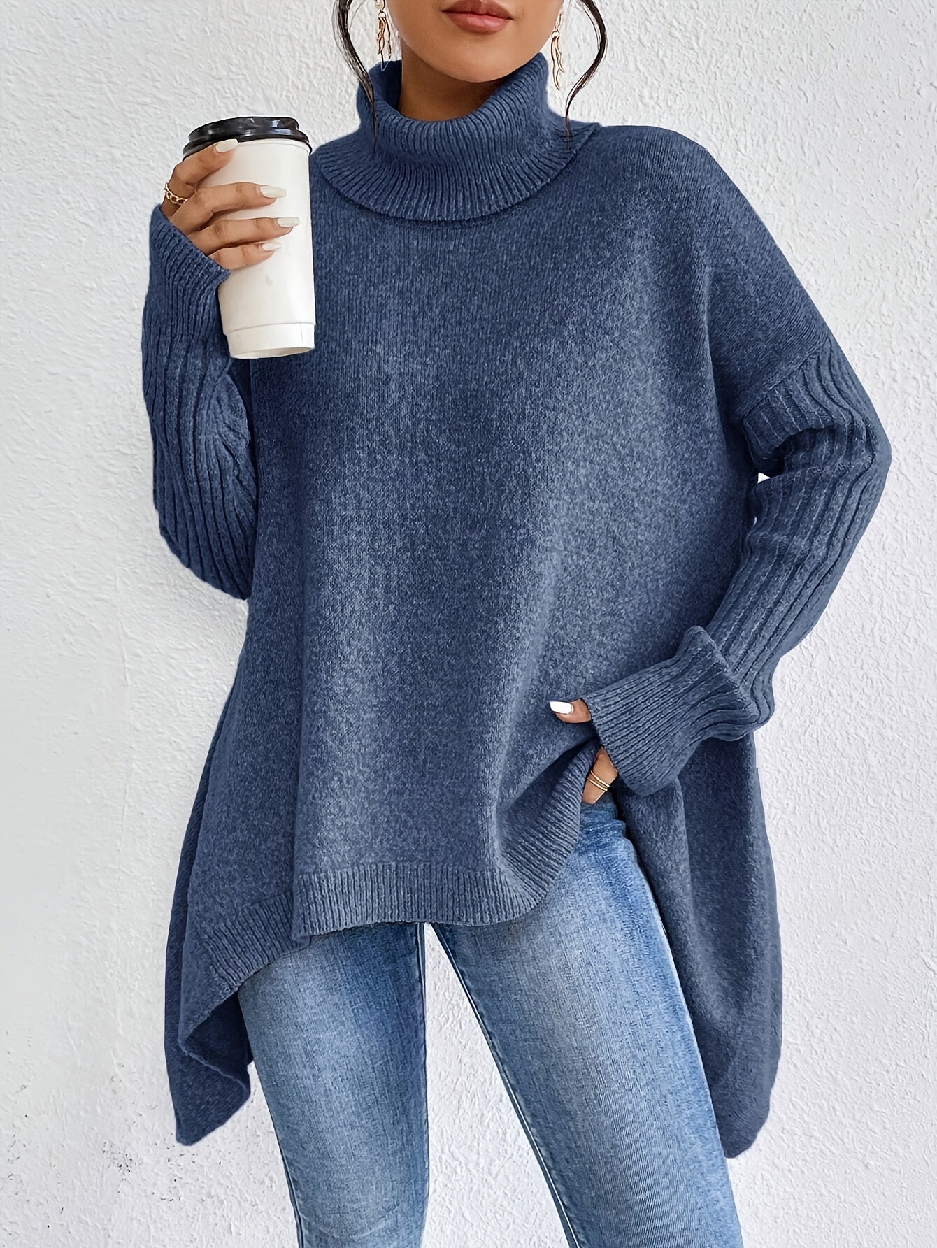Damen Rollkragenpullover | Oversized Schnitt mit modernem hohen Kragen