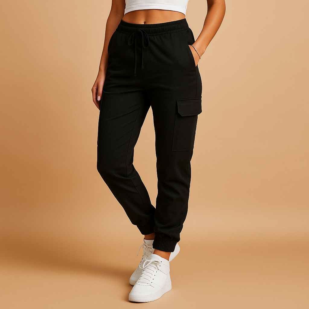 Damen Hochgeschnittene Slim Cargo-Hosen