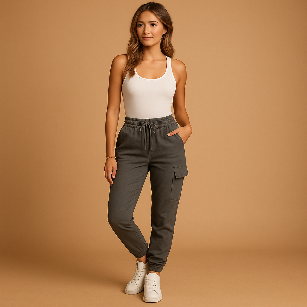 Damen Hochgeschnittene Slim Cargo-Hosen