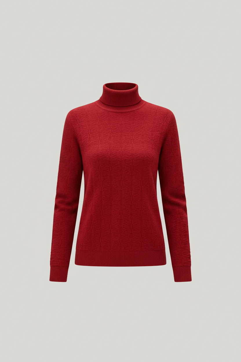 Damen Strukturstrickpullover mit Stehkragen und Slim Fit