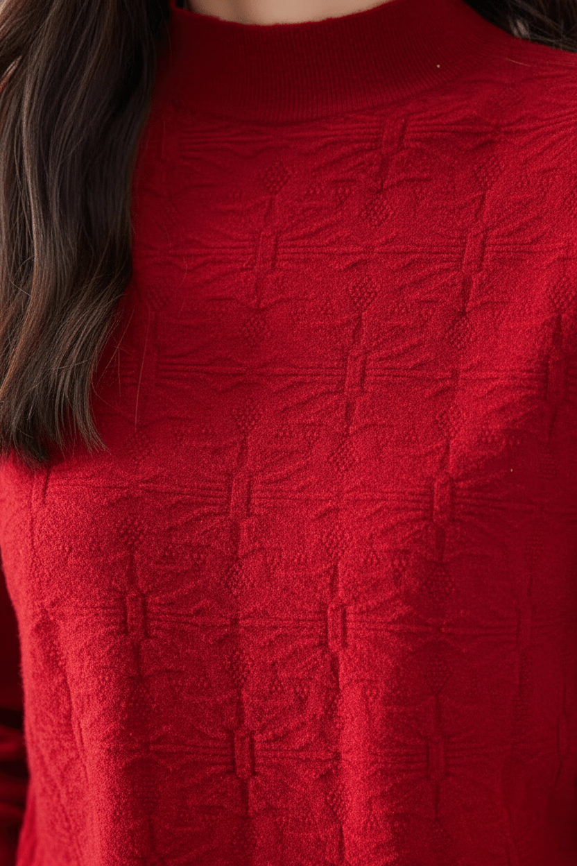 Damen Strukturstrickpullover mit Stehkragen und Slim Fit