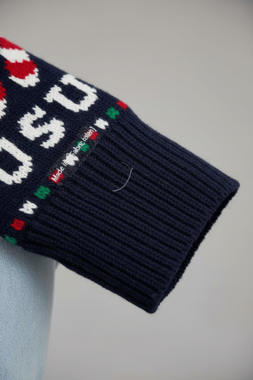 Damen Cropped Jacquard Strickpullover mit festlichem Grafikdesign