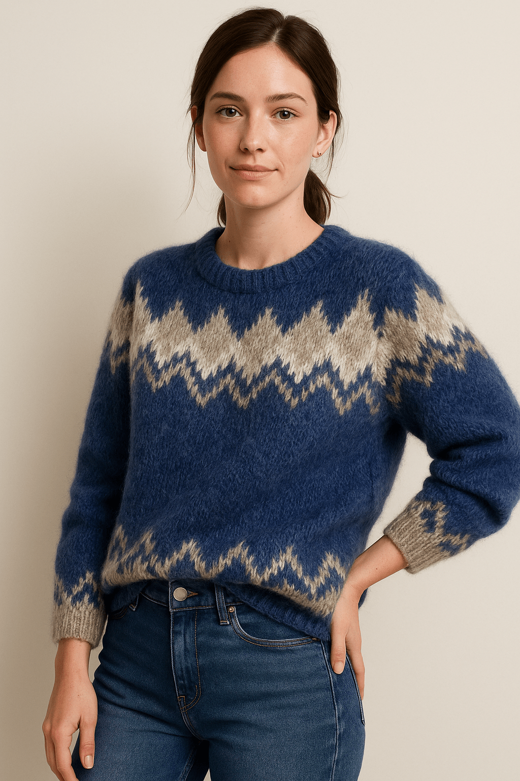 Eleganter Rundhals-Pullover für Damen – Weiches Strickmaterial