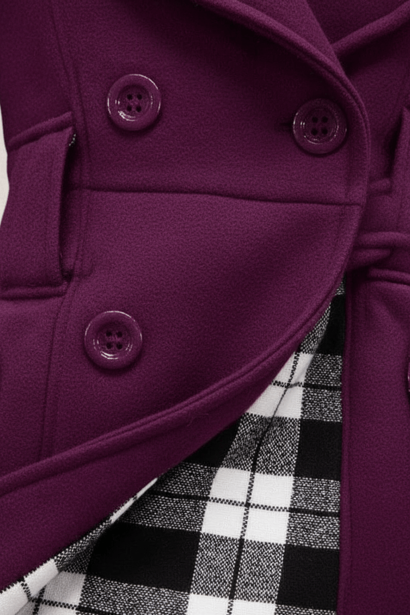 Damen Doppeltknopf-Hoodie-Mantel mit Gürtelschnitt