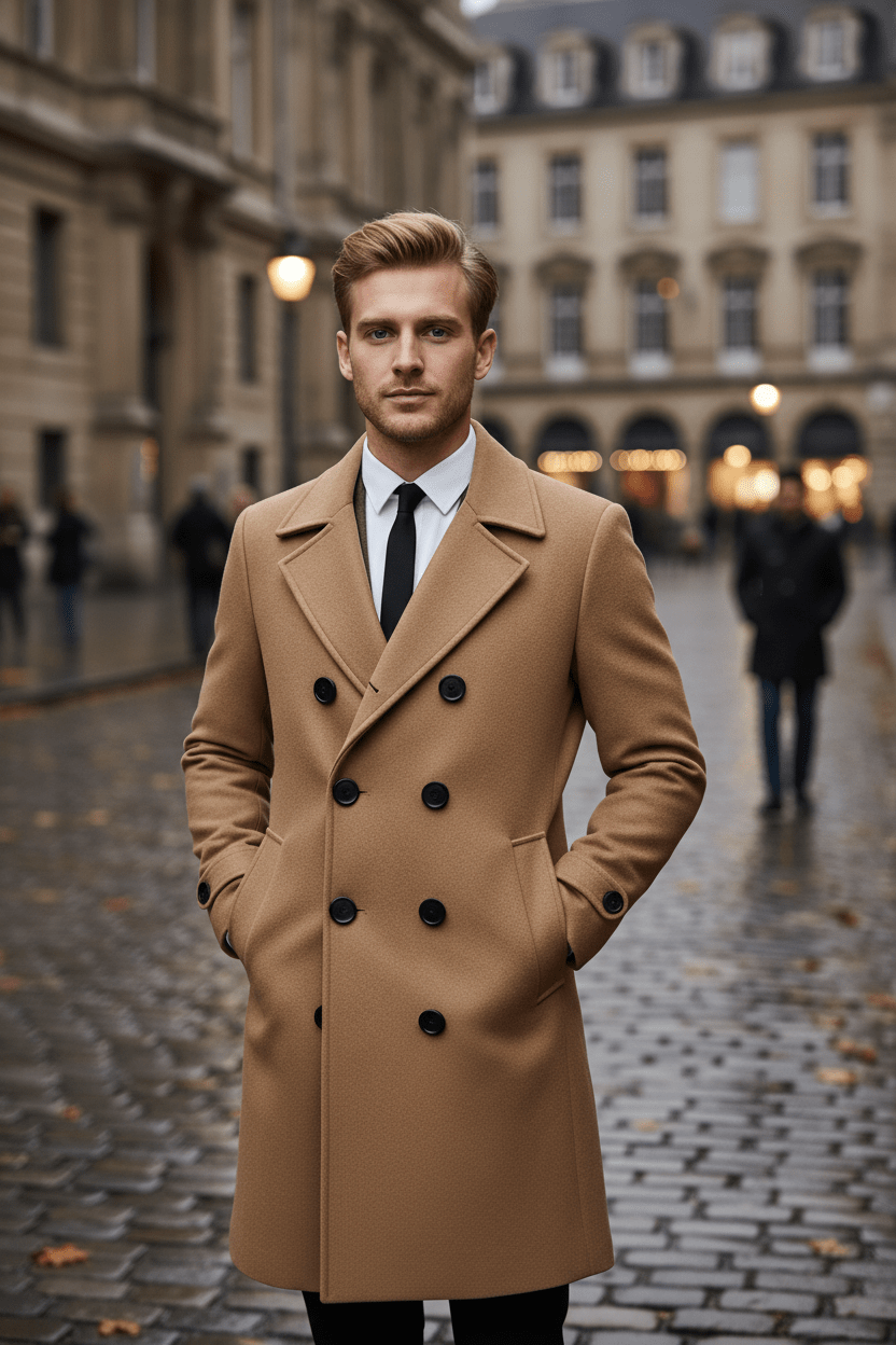 Herren Doppeltknopf-Trenchcoat | Maßgeschneiderte Passform und Raffiniertes Design
