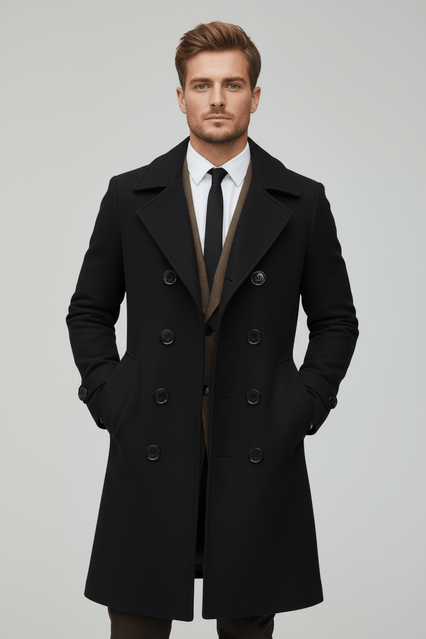 Herren Doppeltknopf-Trenchcoat | Maßgeschneiderte Passform und Raffiniertes Design