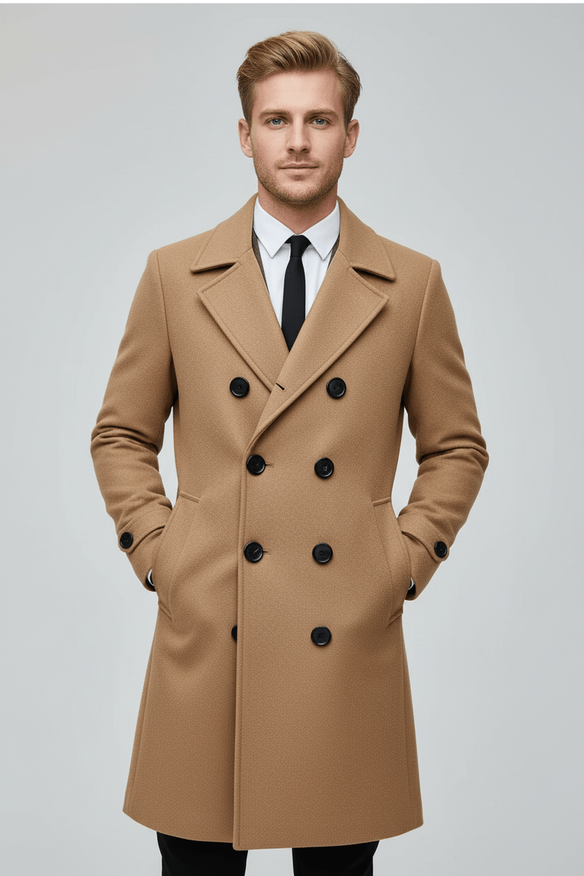 Herren Doppeltknopf-Trenchcoat | Maßgeschneiderte Passform und Raffiniertes Design