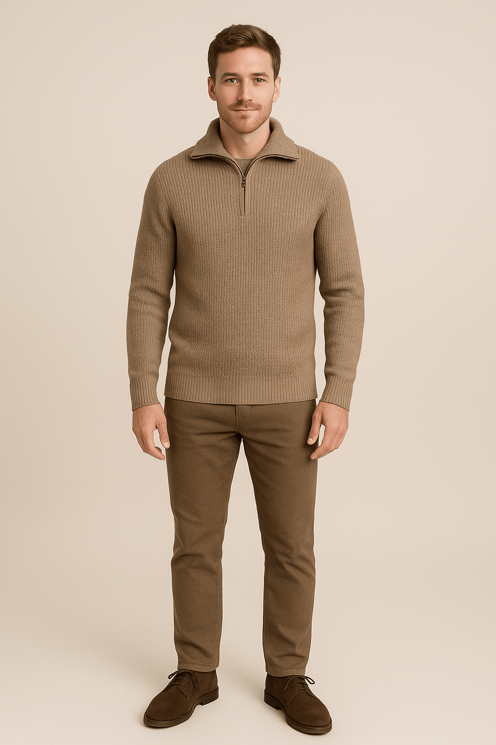 Herren Texturiertes Halbzip-Jumper mit Hohem Kragen