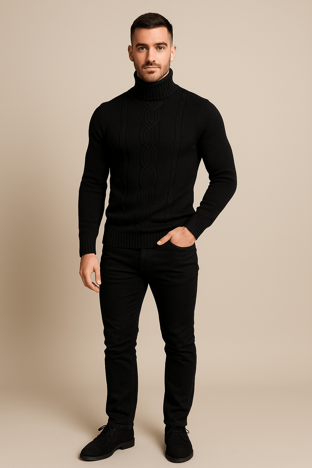 Herren Kabelstrick Rollkragenpullover | Warmes Design und raffinierter Stil