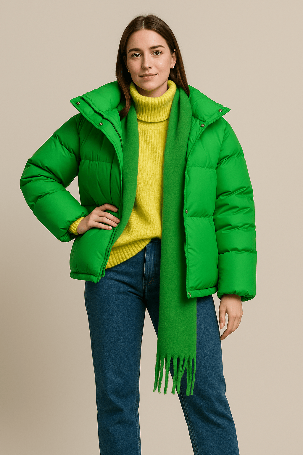 Damen Übergroße Stepp-Pufferjacke mit Wasserabweisender Kapuze