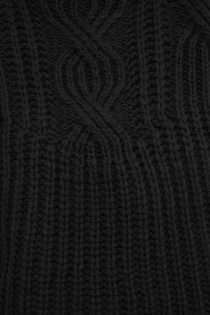 Damen-Kabelstrick-Pullover mit hohem Kragen