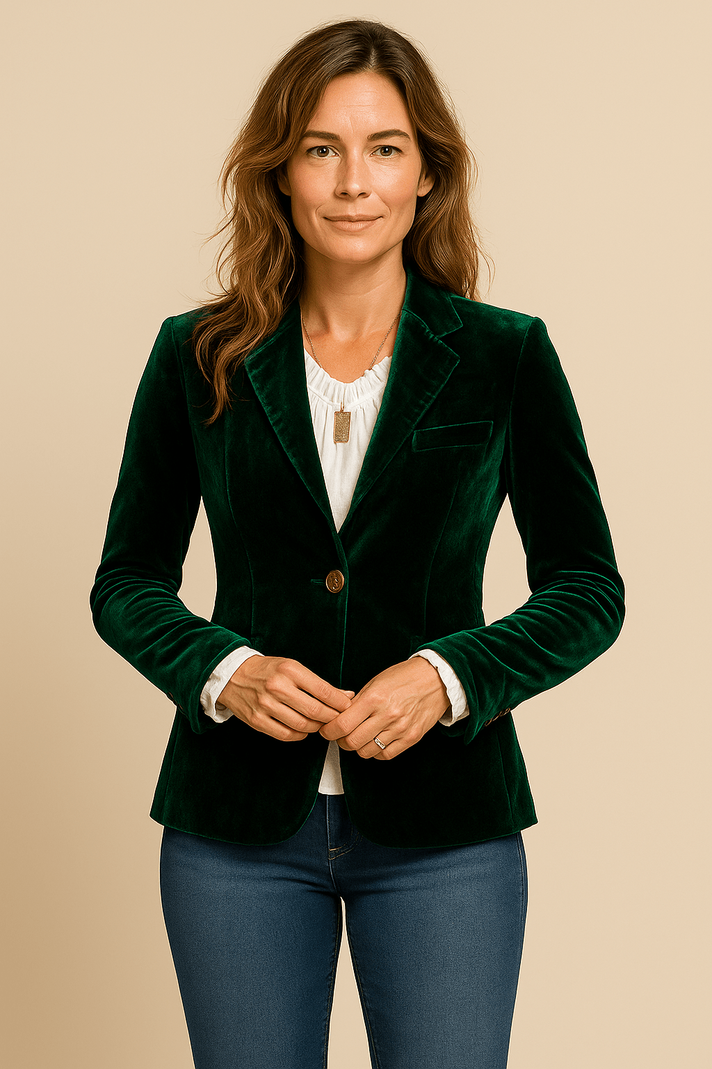 Damen Retro Revers Blazer – Slim Fit Bürojacket mit Taschen